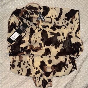 Animal Print Mesh Bodysuit